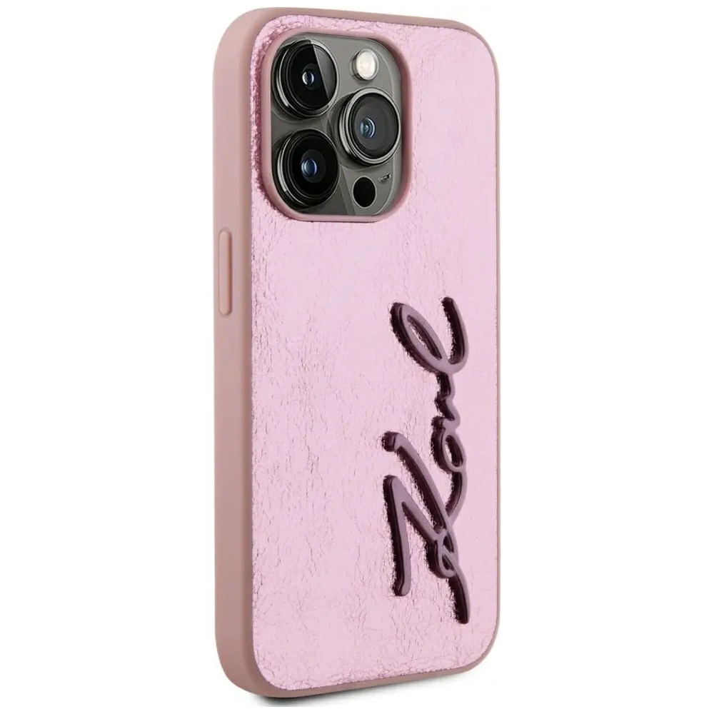 Hurtownia GSM - Karl Lagerfeld Ráncos Fém Aláírás Apple iPhone 15 Pro Max rózsaszín - KLD22038 - {ean13} - Hurt