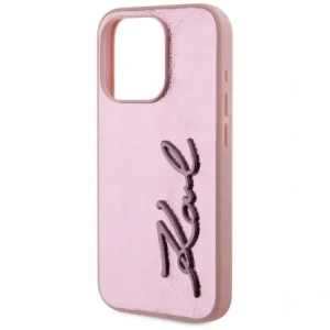 Wholesale Karl Lagerfeld Wrinkled Metal Signature Apple iPhone 15 Pro Max pink - KLD22038 - {ean13} - Hurt
