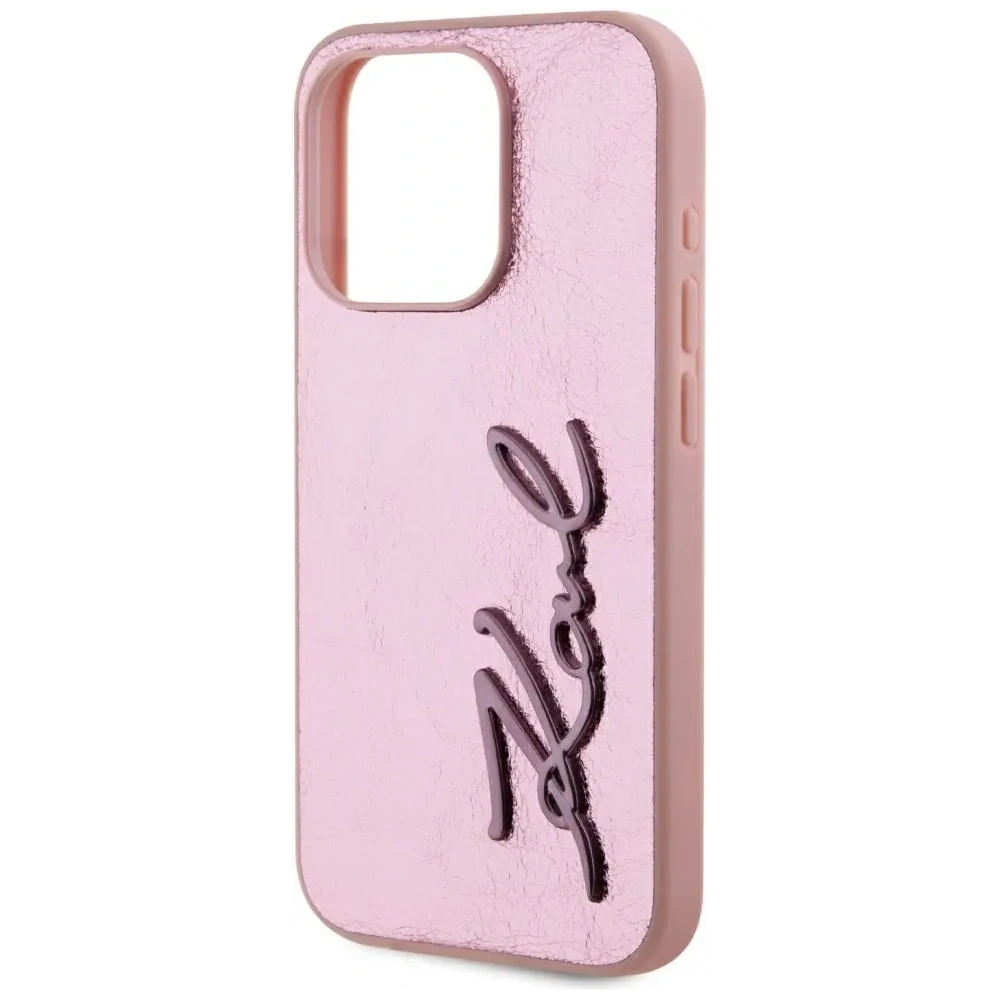 Hurtownia GSM - Karl Lagerfeld Ráncos Fém Aláírás Apple iPhone 15 Pro Max rózsaszín - KLD22038 - {ean13} - Hurt