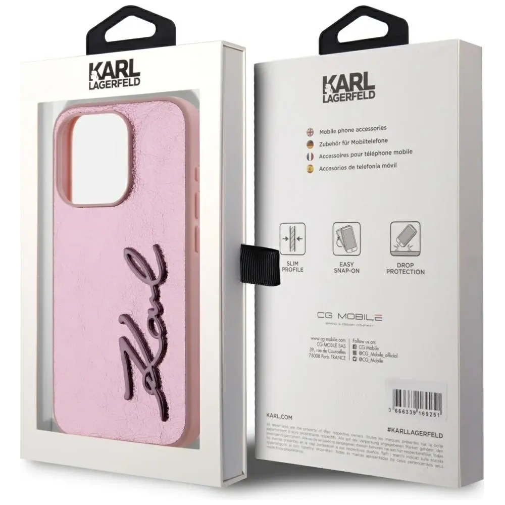 Hurtownia GSM - Karl Lagerfeld Ráncos Fém Aláírás Apple iPhone 15 Pro Max rózsaszín - KLD22038 - {ean13} - Hurt