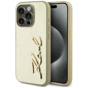 Wholesale Karl Lagerfeld Wrinkled Metal Signature Apple iPhone 15 Pro Max gold - KLD22039 - {ean13} - Hurt