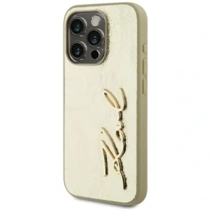 Wholesale Karl Lagerfeld Wrinkled Metal Signature Apple iPhone 15 Pro Max gold - KLD22039 - {ean13} - Hurt