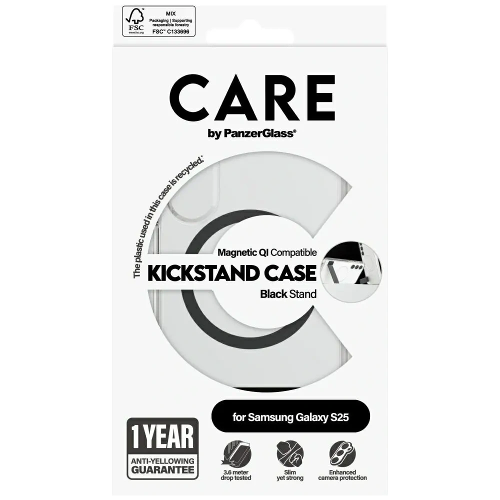 Wholesale CARE by PanzerGlass Feature Black Kickstand & QI Samsung Galaxy S25 clear - PZG872 - {ean13} - Hurt