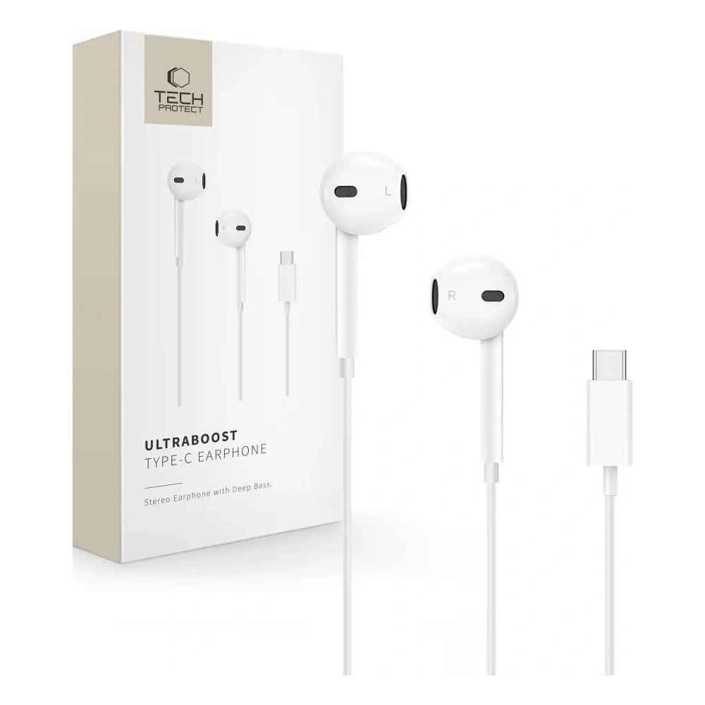 Hurtownia GSM - Căști Tech-Protect Ultraboost USB-C Albă de bază - THP4151 - {ean13} - Hurt
