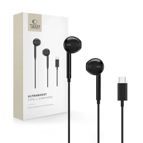 Słuchawki przewodowe Tech-Protect Ultraboost USB-C Earphone Core Black