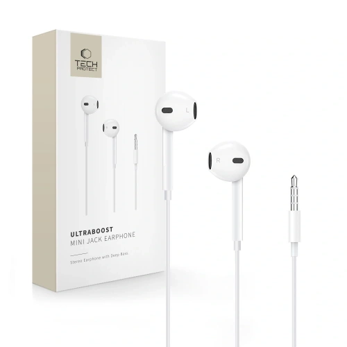 Słuchawki przewodowe Tech-Protect Ultraboost Jack 3.5mm Earphone Core White