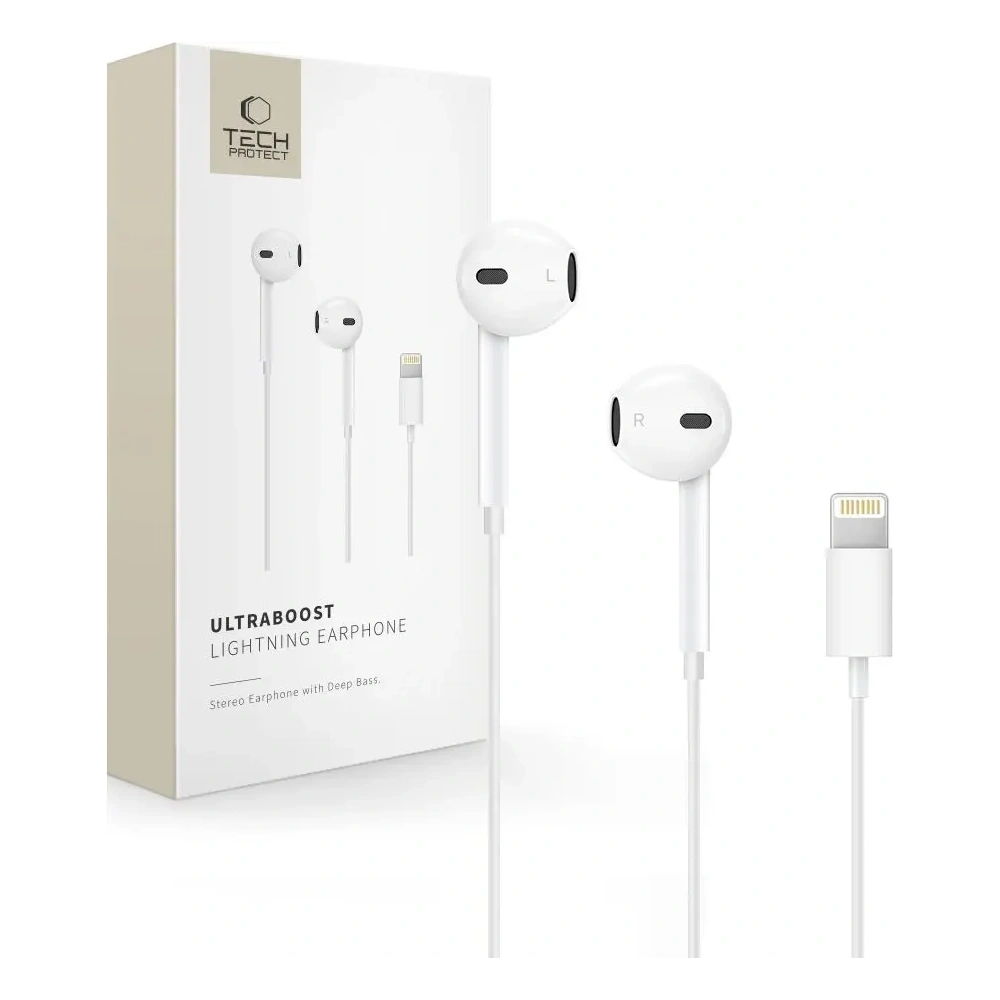 Hurtownia GSM - Căști Tech-Protect Ultraboost Lightning Albă de bază - THP4154 - {ean13} - Hurt