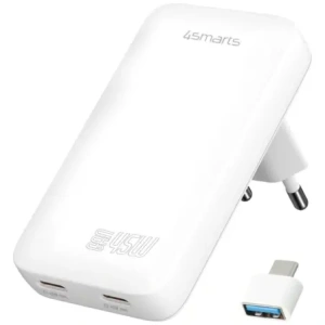 Hurtownia GSM - Încărcător de putere 4smarts FlatPlug Slim Dual 45W GaN 2xUSB-C alb - 4SMR77 - {ean13} - Hurt