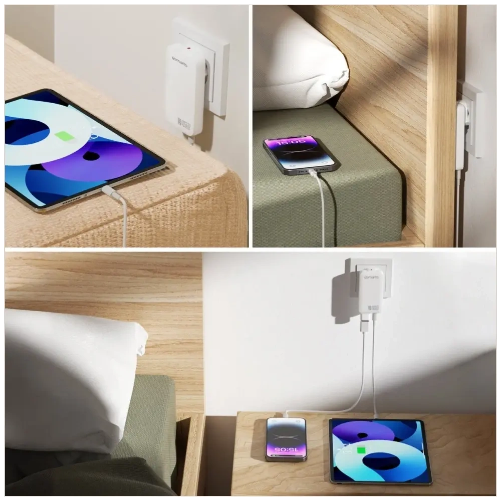 Hurtownia GSM - 4smarts FlatPlug Slim Dual 45W GaN 2xUSB-C tápegység fehér - 4SMR77 - {ean13} - Hurt