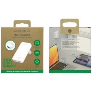 Hurtownia GSM - Încărcător de putere 4smarts FlatPlug Slim Dual 45W GaN 2xUSB-C alb - 4SMR77 - {ean13} - Hurt