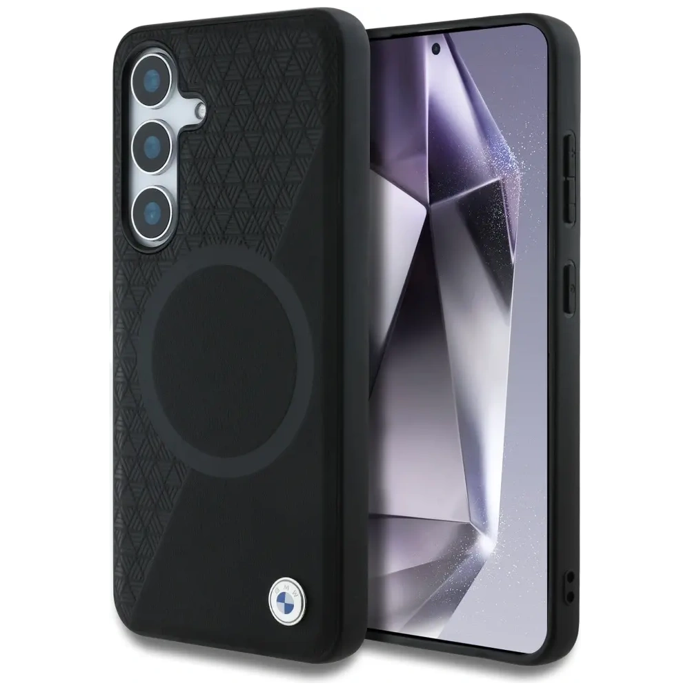 Wholesale BMW Leather Half Textured MagSafe Samsung Galaxy S25 black - BMW824 - {ean13} - Hurt