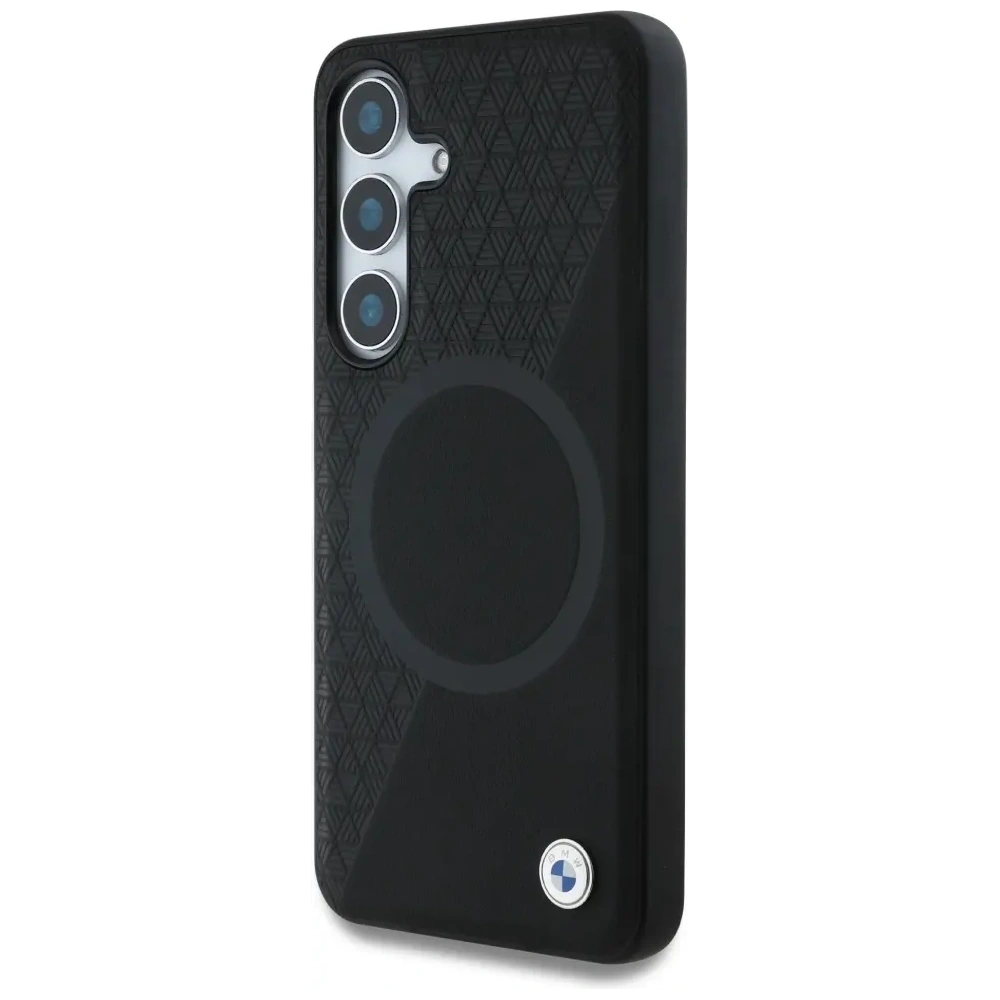 Wholesale BMW Leather Half Textured MagSafe Samsung Galaxy S25 black - BMW824 - {ean13} - Hurt