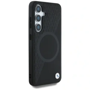 Wholesale BMW Leather Half Textured MagSafe Samsung Galaxy S25 black - BMW824 - {ean13} - Hurt