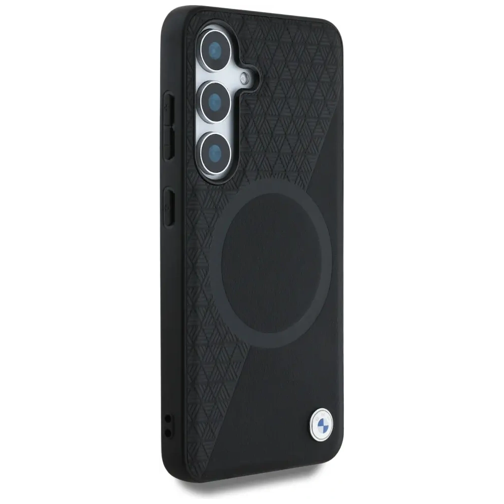 Wholesale BMW Leather Half Textured MagSafe Samsung Galaxy S25 black - BMW824 - {ean13} - Hurt