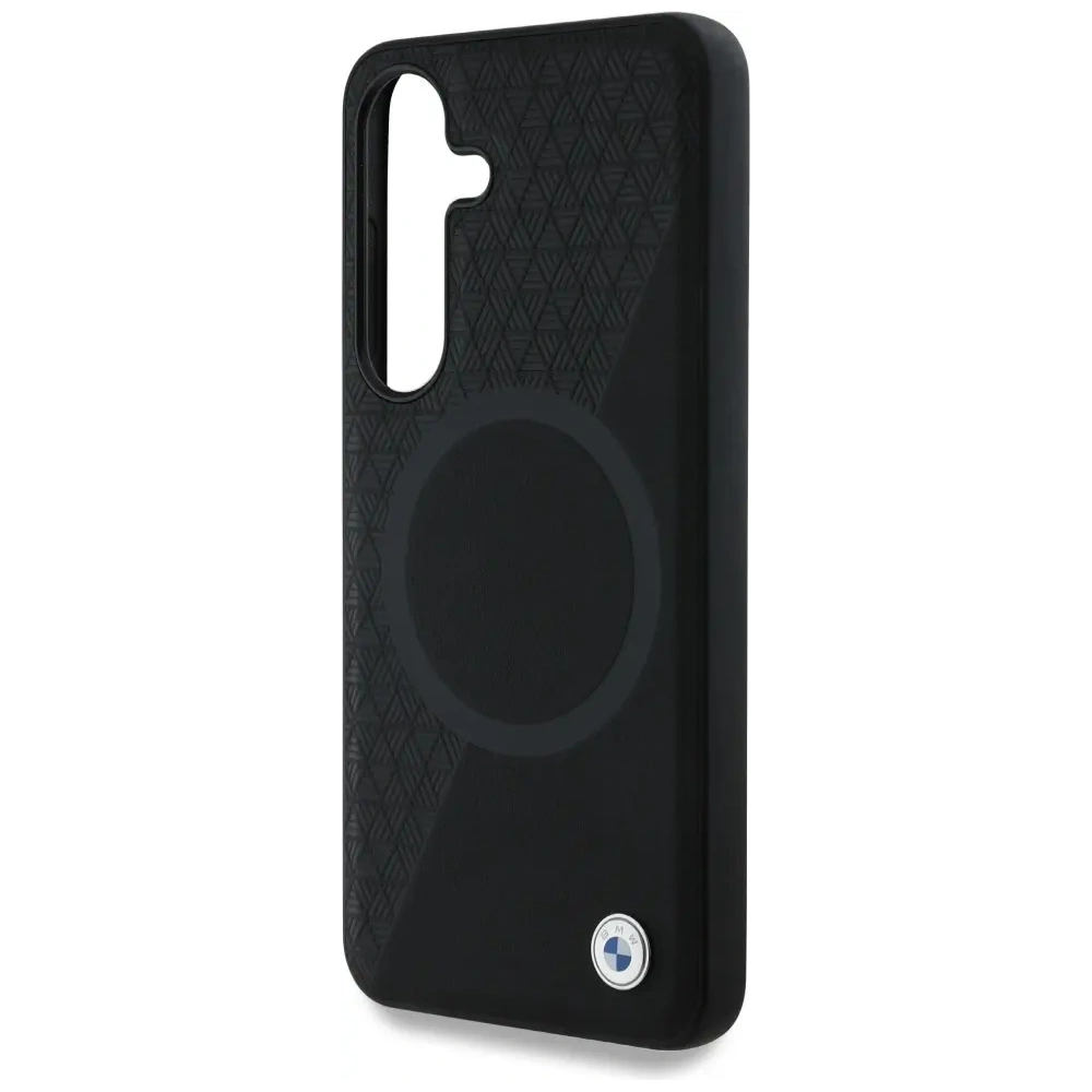 Wholesale BMW Leather Half Textured MagSafe Samsung Galaxy S25 black - BMW824 - {ean13} - Hurt