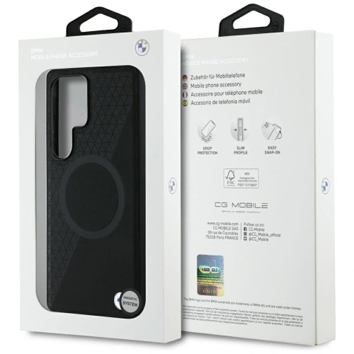 Etui BMW Leather Half Textured MagSafe do Samsung Galaxy S25 Ultra czarny