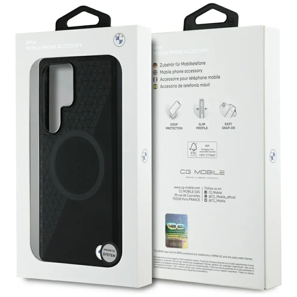 Hurtownia GSM - BMW Piele Texturată Parțial MagSafe Samsung Galaxy S25 Ultra negru - BMW825 - {ean13} - Hurt