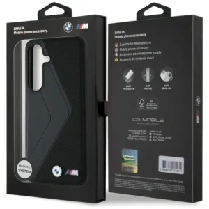 Hurtownia GSM - BMW Bőr Nagy Méretű Csíkok MagSafe Samsung Galaxy S25 fekete - BMW826 - {ean13} - Hurt