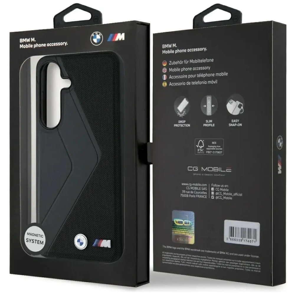 Wholesale BMW Leather Oversized Stripes MagSafe Samsung Galaxy S25 black - BMW826 - {ean13} - Hurt