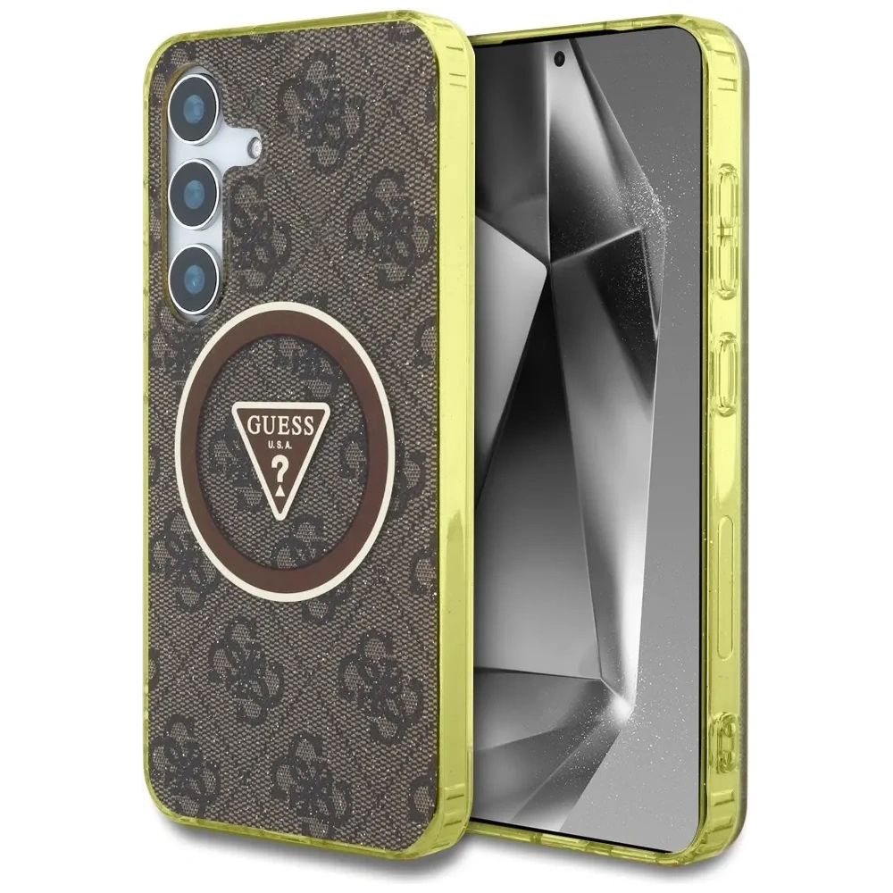 Hurtownia GSM - Etui Guess 4G Glitter Triangle Buttons MagSafe do Samsung Galaxy S25 brązowy - GUE4554 - {ean13} - Hurt