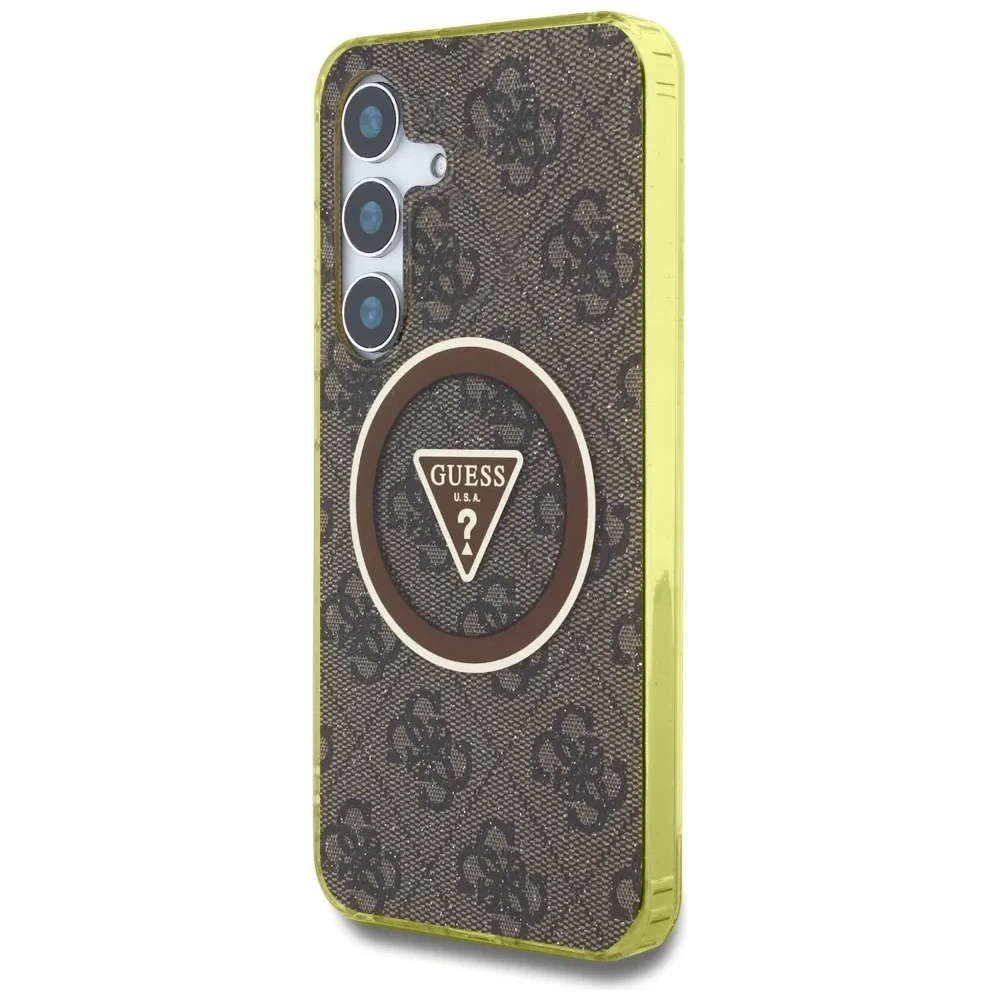Hurtownia GSM - Etui Guess 4G Glitter Triangle Buttons MagSafe do Samsung Galaxy S25 brązowy - GUE4554 - {ean13} - Hurt