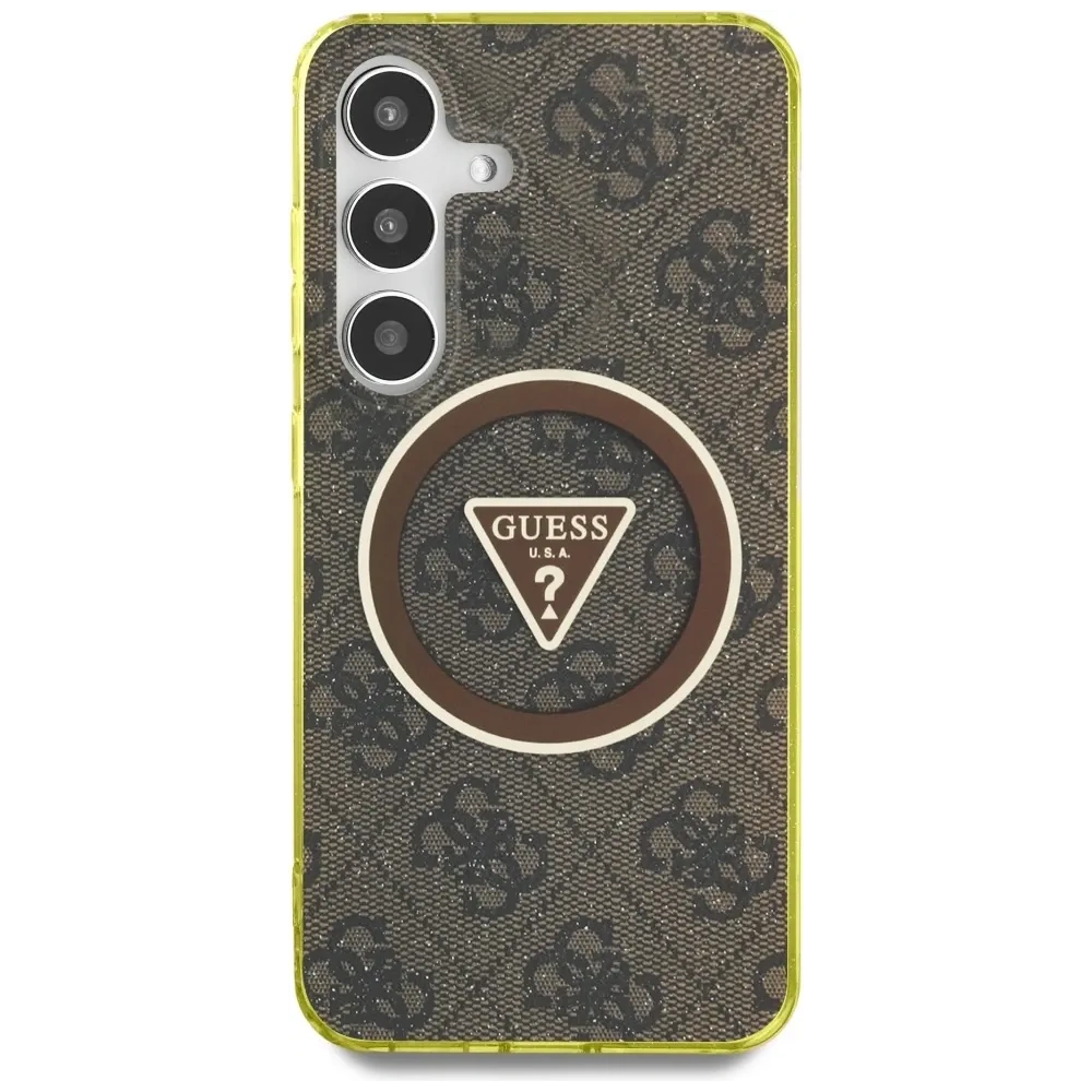 Wholesale Guess 4G Glitter Triangle Buttons MagSafe Samsung Galaxy S25 brown - GUE4554 - {ean13} - Hurt