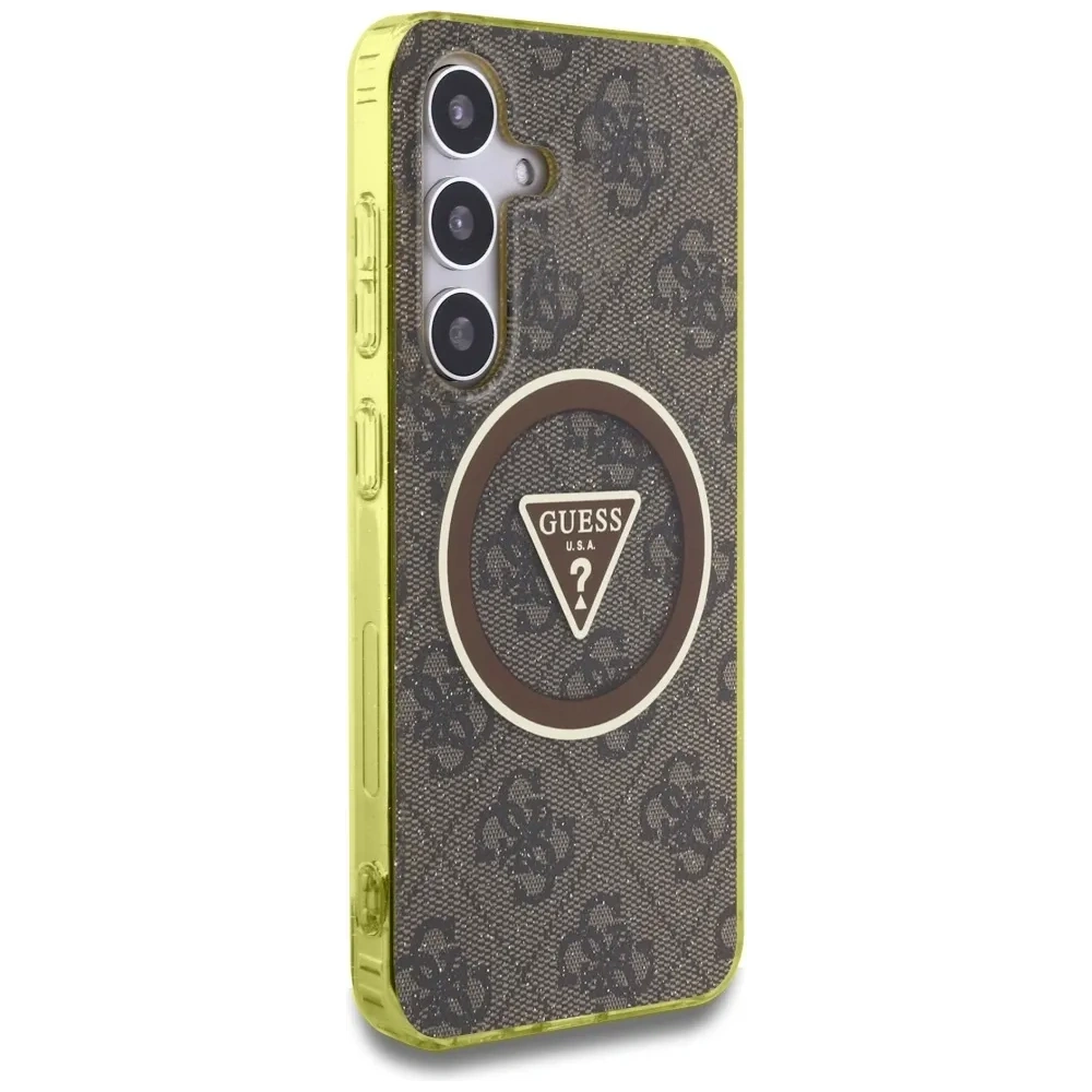 Wholesale Guess 4G Glitter Triangle Buttons MagSafe Samsung Galaxy S25 brown - GUE4554 - {ean13} - Hurt