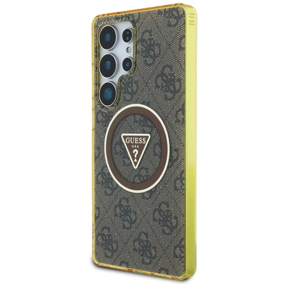 Hurtownia GSM - Etui Guess 4G Glitter Triangle Buttons MagSafe do Samsung Galaxy S25 Ultra brązowy - GUE4555 - {ean13} - Hurt