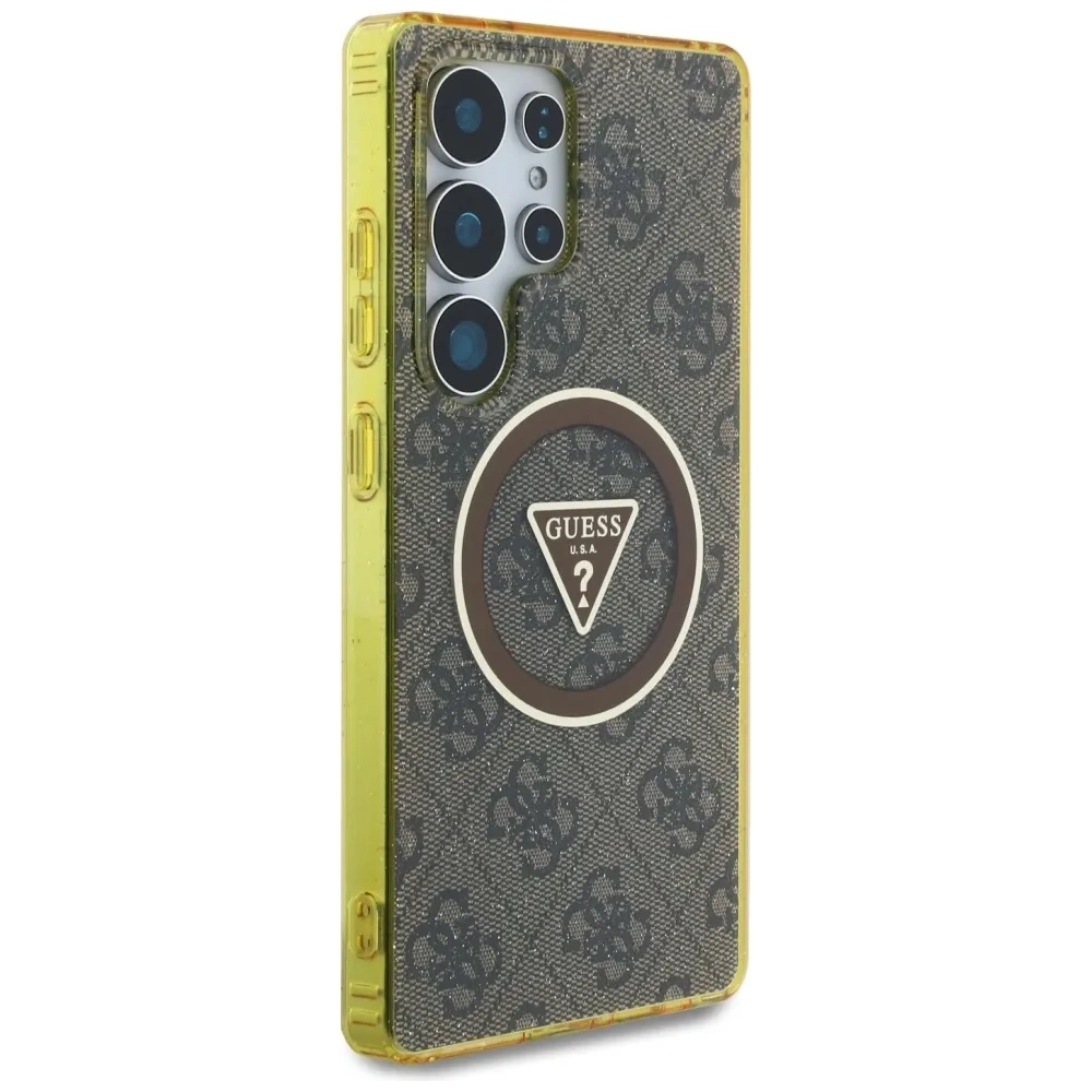 Wholesale Guess 4G Glitter Triangle Buttons MagSafe Samsung Galaxy S25 Ultra brown - GUE4555 - {ean13} - Hurt