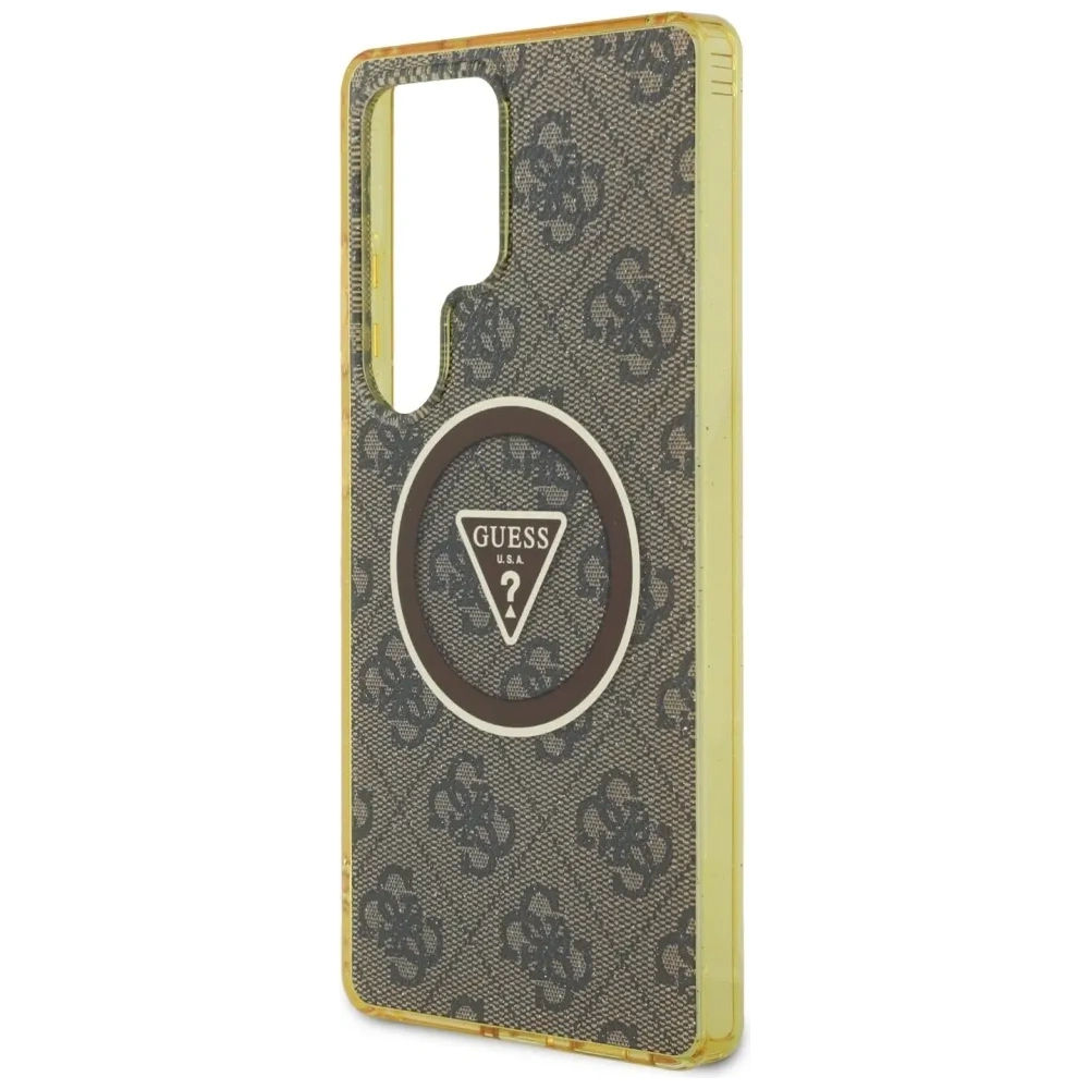 Hurtownia GSM - Etui Guess 4G Glitter Triangle Buttons MagSafe do Samsung Galaxy S25 Ultra brązowy - GUE4555 - {ean13} - Hurt