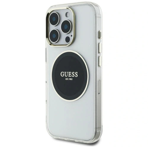 Etui Guess IML Metal Colored Circle Classic Logo MagSafe do Apple iPhone 16 Pro Max czarny