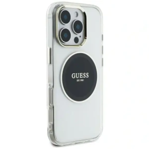 Wholesale Guess IML Metal Colored Circle Classic Logo MagSafe Apple iPhone 16 Pro Max black - GUE4557 - {ean13} - Hurt