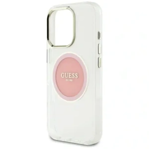 Wholesale Guess IML Metal Colored Circle Classic Logo MagSafe Apple iPhone 16 Pro Max pink - GUE4558 - {ean13} - Hurt