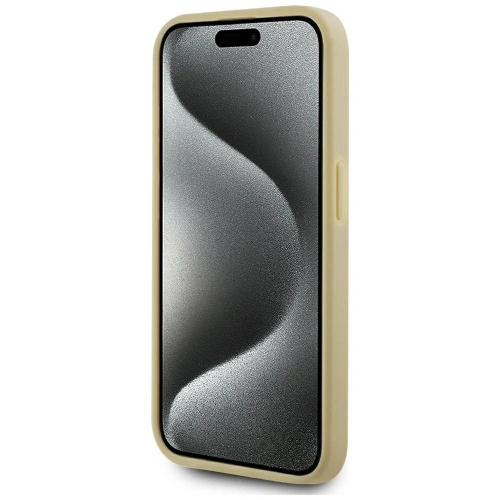 Etui Karl Lagerfeld Wrinkled Metal Signature do Apple iPhone 15 Pro złoty