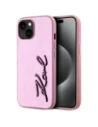 Karl Lagerfeld Wrinkled Metal Signature Apple iPhone 15 pink