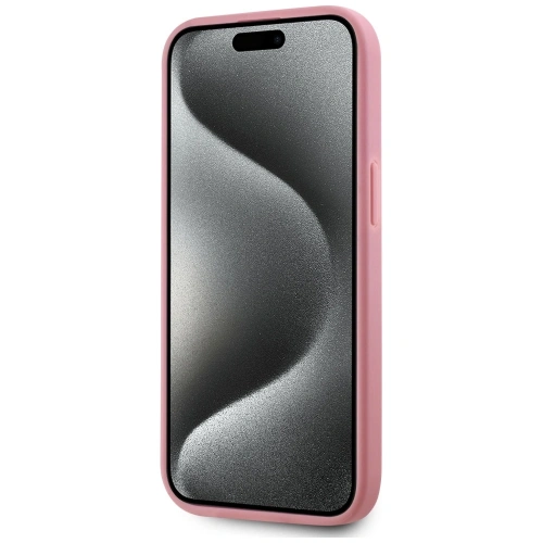Etui Karl Lagerfeld Wrinkled Metal Signature do Apple iPhone 15 różowy