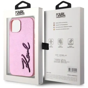Wholesale Karl Lagerfeld Wrinkled Metal Signature Apple iPhone 15 pink - KLD22042 - {ean13} - Hurt