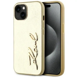 Wholesale Karl Lagerfeld Wrinkled Metal Signature Apple iPhone 15 gold - KLD22043 - {ean13} - Hurt
