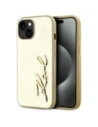 Wholesale Karl Lagerfeld Wrinkled Metal Signature Apple iPhone 15 gold - KLD22043 - {ean13} - Hurt