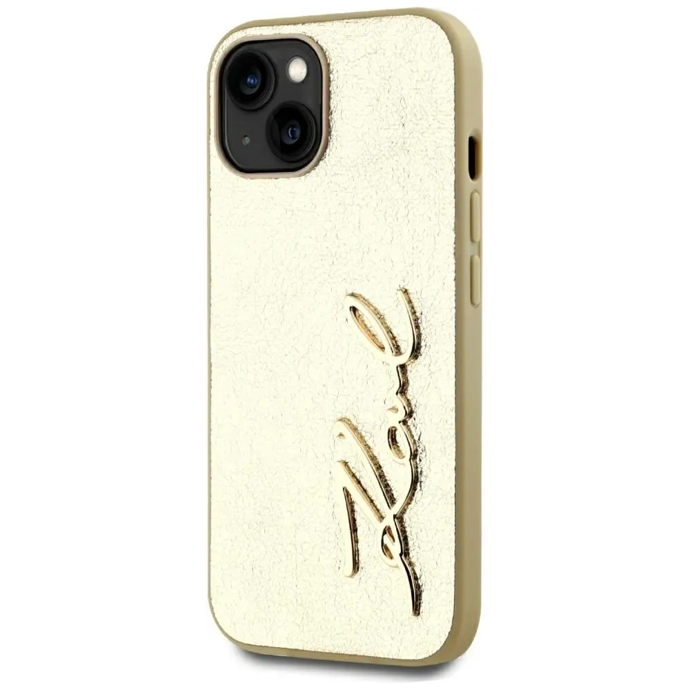 Hurtownia GSM - Etui Karl Lagerfeld Wrinkled Metal Signature do Apple iPhone 15 złoty - KLD22043 - {ean13} - Hurt