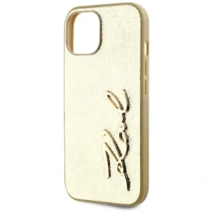 Wholesale Karl Lagerfeld Wrinkled Metal Signature Apple iPhone 15 gold - KLD22043 - {ean13} - Hurt