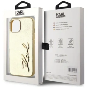 Wholesale Karl Lagerfeld Wrinkled Metal Signature Apple iPhone 15 gold - KLD22043 - {ean13} - Hurt