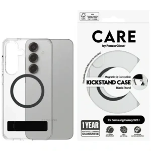 Hurtownia GSM - CARE od PanzerGlass Funkce Černý stojánek & QI Samsung Galaxy S25+ Plus průhledný - PZG874 - {ean13} - Hurt