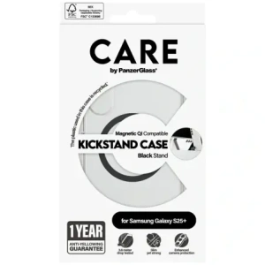Hurtownia GSM - CARE od PanzerGlass Funkce Černý stojánek & QI Samsung Galaxy S25+ Plus průhledný - PZG874 - {ean13} - Hurt