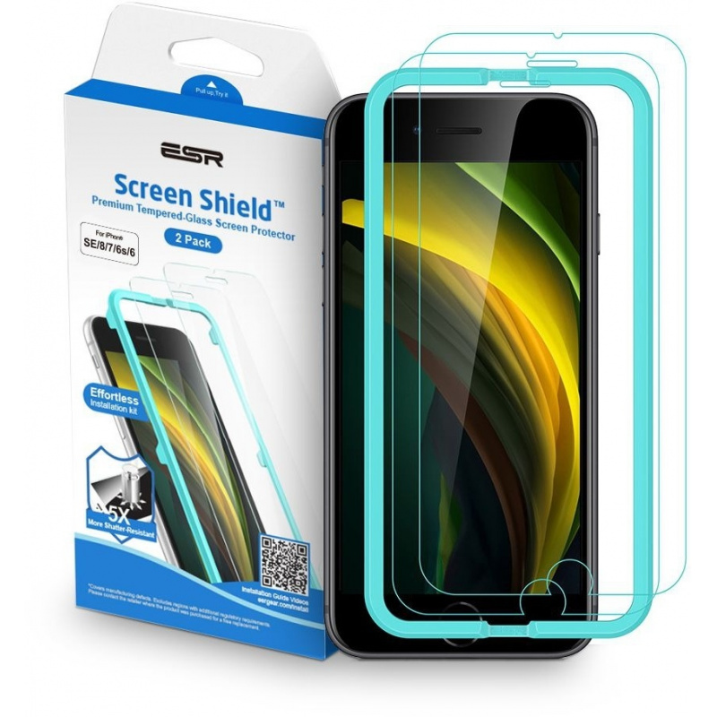 ESR Distributor - 4894240103555 - ESR183CL - ESR Screen Shield Apple iPhone SE 2022/SE 2020/8/7 Clear [2 PACK] - B2B homescreen