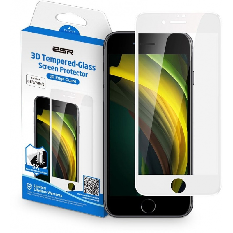 ESR Distributor - 4894240103562 - ESR184WHT - ESR Screen Shield 3D Apple iPhone SE 2022/SE 2020/8/7 White - B2B homescreen