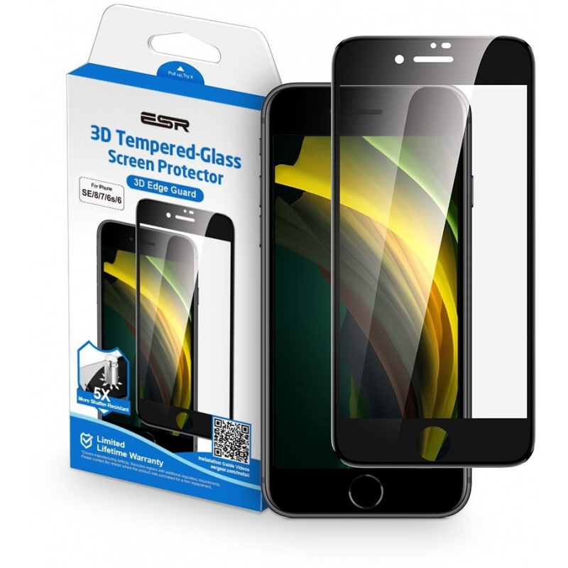 ESR Distributor - 4894240103579 - ESR185BLK - ESR Screen Shield 3D Apple iPhone SE 2022/SE 2020/8/7 Black - B2B homescreen