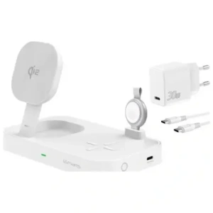 Hurtownia GSM - 4smarts Qi2 Trident töltőállomás MFI gyorstöltővel Apple Watch-hoz, fehér - 4SMR84 - {ean13} - Hurt