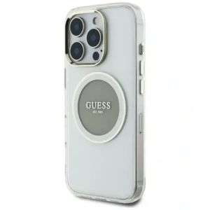 Wholesale Guess IML Metal Colored Circle Classic Logo MagSafe Apple iPhone 16 Pro Max grey - GUE4559 - {ean13} - Hurt