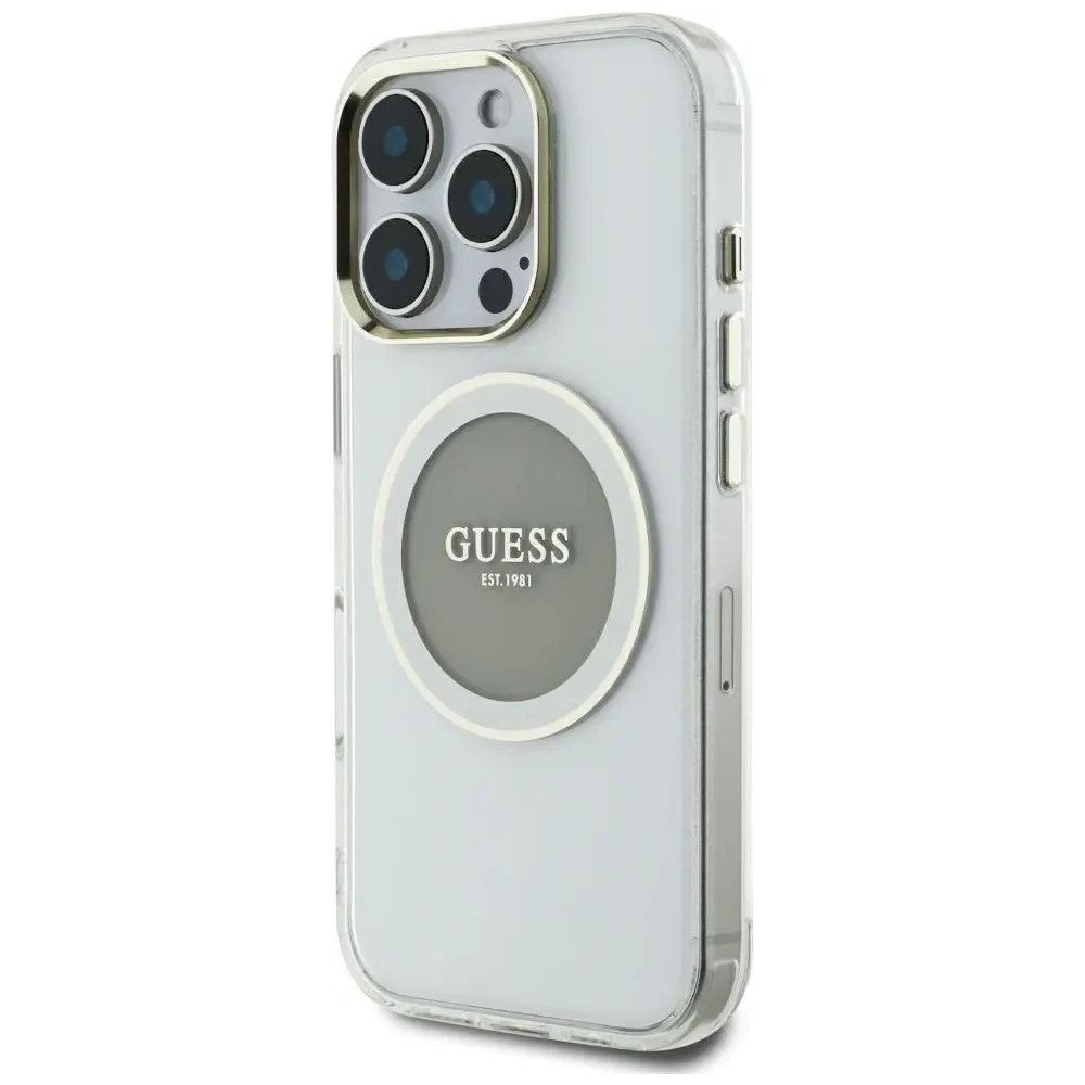 Wholesale Guess IML Metal Colored Circle Classic Logo MagSafe Apple iPhone 16 Pro Max grey - GUE4559 - {ean13} - Hurt